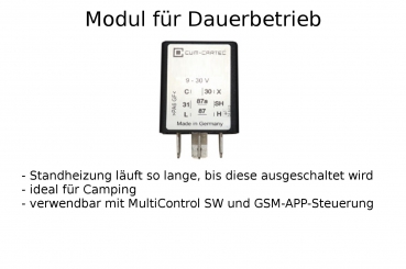 Standheizung Zuheizer Dauerbetrieb Webasto MultiControl SW für VW T6 7E Climatic