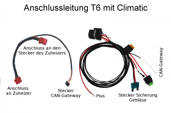 Plug&Play Zuheizer zur Standheizung mit Webasto MultiControl für VW T6 Climatic